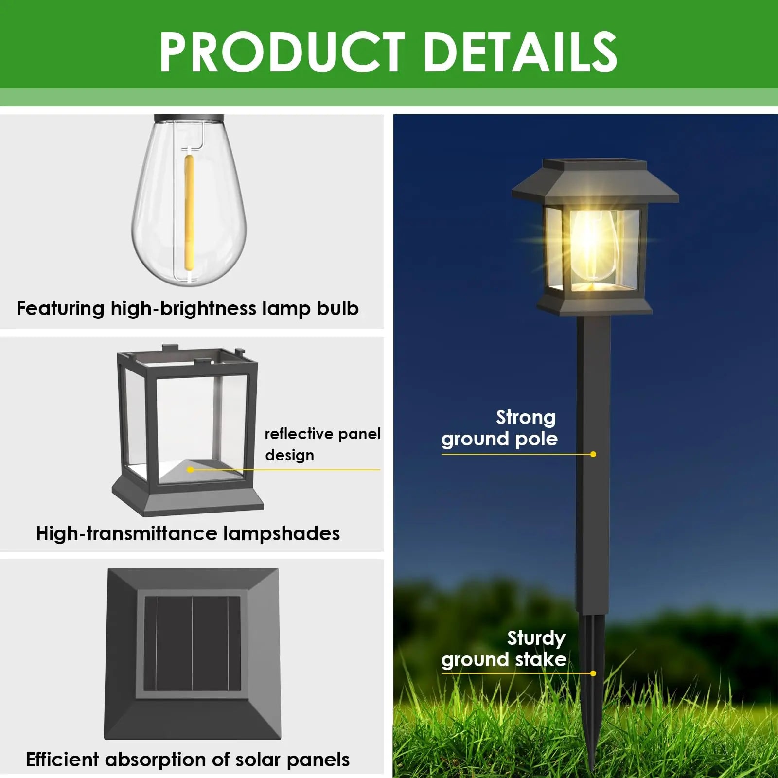 Elegant Solar Pathway Lights – Modern Luxury Design, Easy Installation, Auto On/Off, IP65 Waterproof, Perfect for Garden, Yard, Driveway & Backyard, Decorative Outdoor Solar Floor Lamps