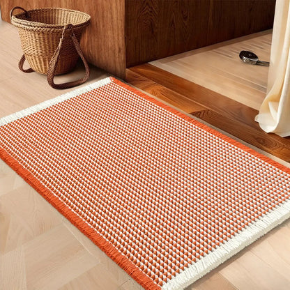 IM HOME Waffle Bath Mat Rugs 1/2/3 Piece, Boho Woven Modern Carpet, Absorbent Non Slip Bathroom Rugs, Soft Washable Bath Rugs with Tassels for Bathroom, Bedroom, Kitchen, Shower, Tub