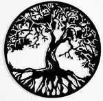 Steel Roots Decor Acrylic Black Tree of Life Wall Art - Powder Coated Laser Cut Holes - Indoor and Outdoor Home Bedroom or Kitchen Decorations, Modern Wall Sculpture Art Round for Living Room – 18”