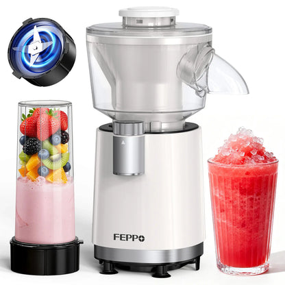FEPPO 2-in-1 Snow Cone Machine and Smoothie Blender, 700W High-Power Shaved Ice and Slush Machine, Stainless Steel Blade, Healthy Frozen Drink Maker with Smoothie Recipes for Home and Summer Parties