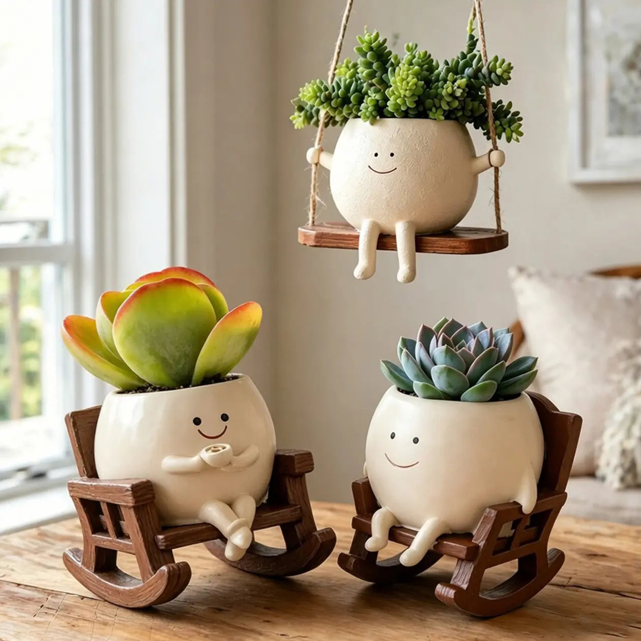 【Summer Wins】Cartoon Chair Design Resin Vases (1Pc/2Pcs/3Pcs) with Drain Hole, Whimsical Gifts, Funky Home Decor, Room Decor, Home Accessory, Desk Accessory for Office Desk #Summervibes
