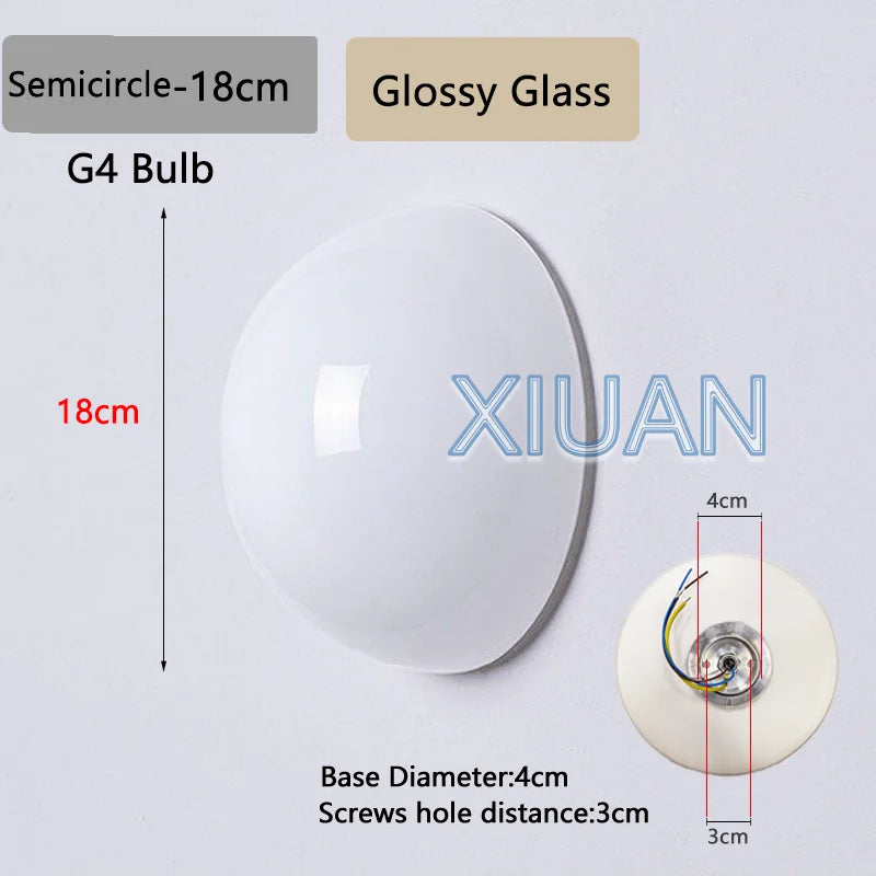 New Concealed Base Glass Wall Lamps French Bauhaus Milky White round Ball Wall Light for Bedside Living Room Bathroom Mirror Dec