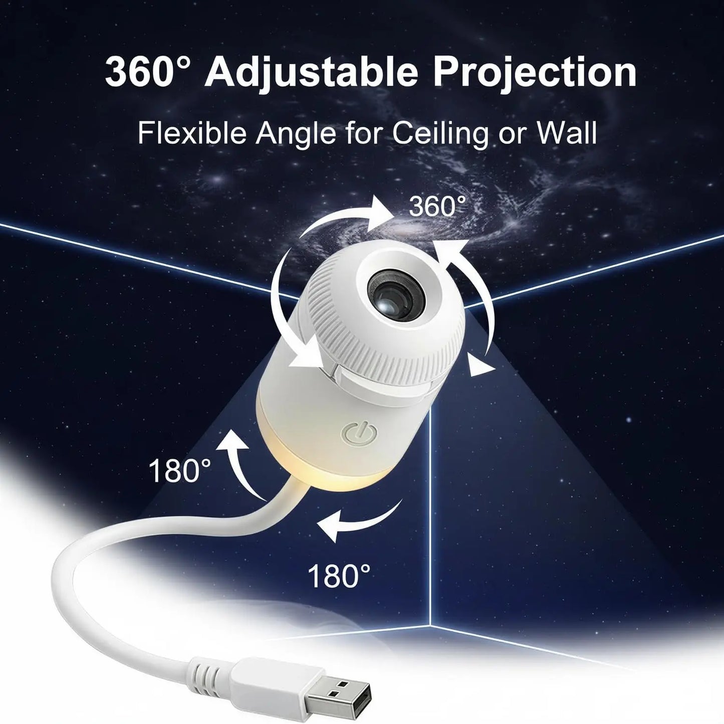 Starry Sky Projector Lamp – USB Rechargeable Night Light, Dual-Mode, 360° Adjustable Projection, Soft Eye Protection, Ambient Sleep Light for Kids & Adults, Home Bedroom Decor