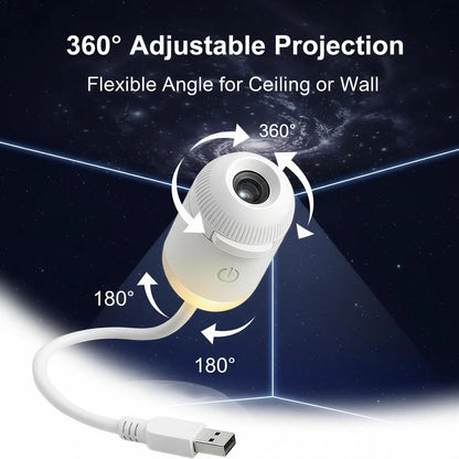 Starry Sky Projector Lamp – USB Rechargeable Night Light, Dual-Mode, 360° Adjustable Projection, Soft Eye Protection, Ambient Sleep Light for Kids & Adults, Home Bedroom Decor