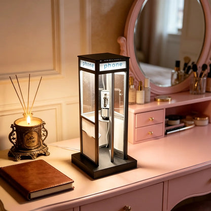 Retro-Style Telephone Booth Decorative Lamp - Bedroom Bedside Creative Night Light for Home Festive Decorations