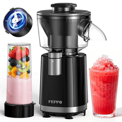 FEPPO 2-in-1 Snow Cone Machine and Smoothie Blender, 700W High-Power Shaved Ice and Slush Machine, Stainless Steel Blade, Healthy Frozen Drink Maker with Smoothie Recipes for Home and Summer Parties