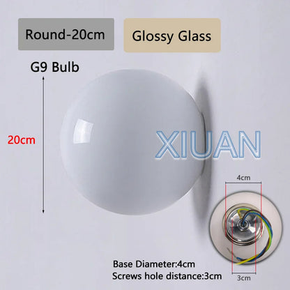 New Concealed Base Glass Wall Lamps French Bauhaus Milky White round Ball Wall Light for Bedside Living Room Bathroom Mirror Dec