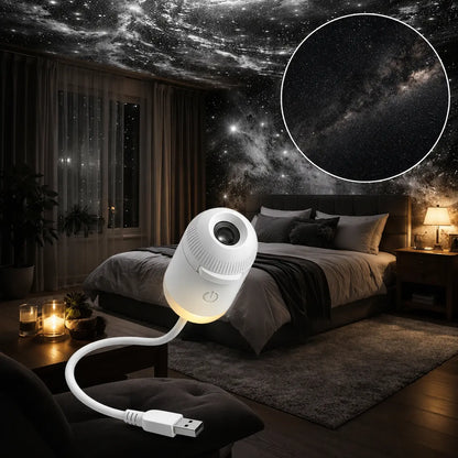 Starry Sky Projector Lamp – USB Rechargeable Night Light, Dual-Mode, 360° Adjustable Projection, Soft Eye Protection, Ambient Sleep Light for Kids & Adults, Home Bedroom Decor