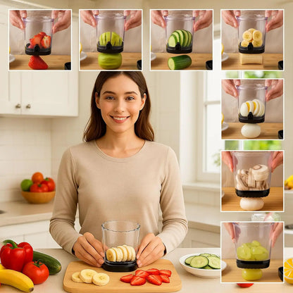 Professional Strawberry and Fruit Slicer with Pusher Plate, Detachable Design, Easy to Clean, Efficient Kitchen Tool, Black