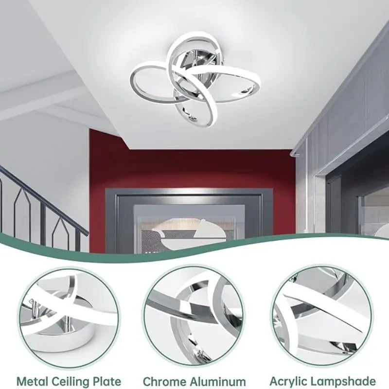 Modern LED Ceiling Light, 35Cm Spiral Embedded Fixture, Adjustable 3000K-6000K, Ideal for Bedroom, Living Room, Hallway
