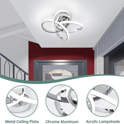 Modern LED Ceiling Light, 35Cm Spiral Embedded Fixture, Adjustable 3000K-6000K, Ideal for Bedroom, Living Room, Hallway