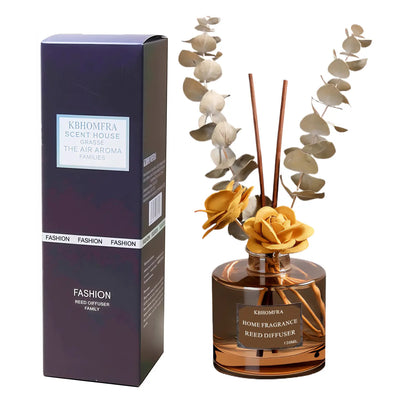KBHOMFRA Reed Diffuser Jasmine Cedar Sandalwood Scent 4.06Fl.Oz Essential Oil Long-Lasting Fragrance for Livingroom Bedroom & Bathroom with Dried Flowers