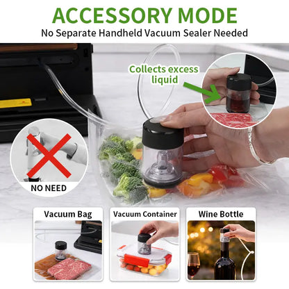 Zenpeak Professional Food Vacuum Sealer with 6mm Wide Seal, Integrated Bag Cutter, Dry & Moist Modes, External Sealing for Bags and Mason Jars, Removable Drip Tray - Ideal Mother's Day Gift