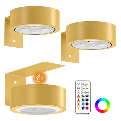 CADRIM Picture Light Wall Light 3 Pack Rechargeable with Remote 12 RGB Colors Dimmable Timer Magnetic Wireless Art Display Lighting for Painting Photo Frame Poster (Renter Friendly)