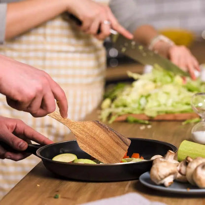Eco-Friendly Natural Wooden Spatula Set - 5 Pieces with Ergonomic Handles, Heat Resistant and Durable Kitchen Cooking Tools for Non-Stick Cookware