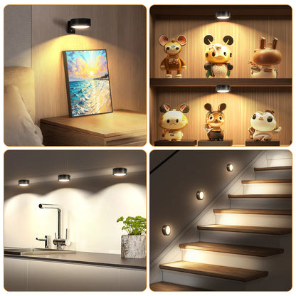 CADRIM Picture Light Wall Light 3 Pack Rechargeable with Remote 12 RGB Colors Dimmable Timer Magnetic Wireless Art Display Lighting for Painting Photo Frame Poster (Renter Friendly)