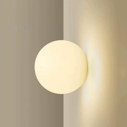 New Concealed Base Glass Wall Lamps French Bauhaus Milky White round Ball Wall Light for Bedside Living Room Bathroom Mirror Dec