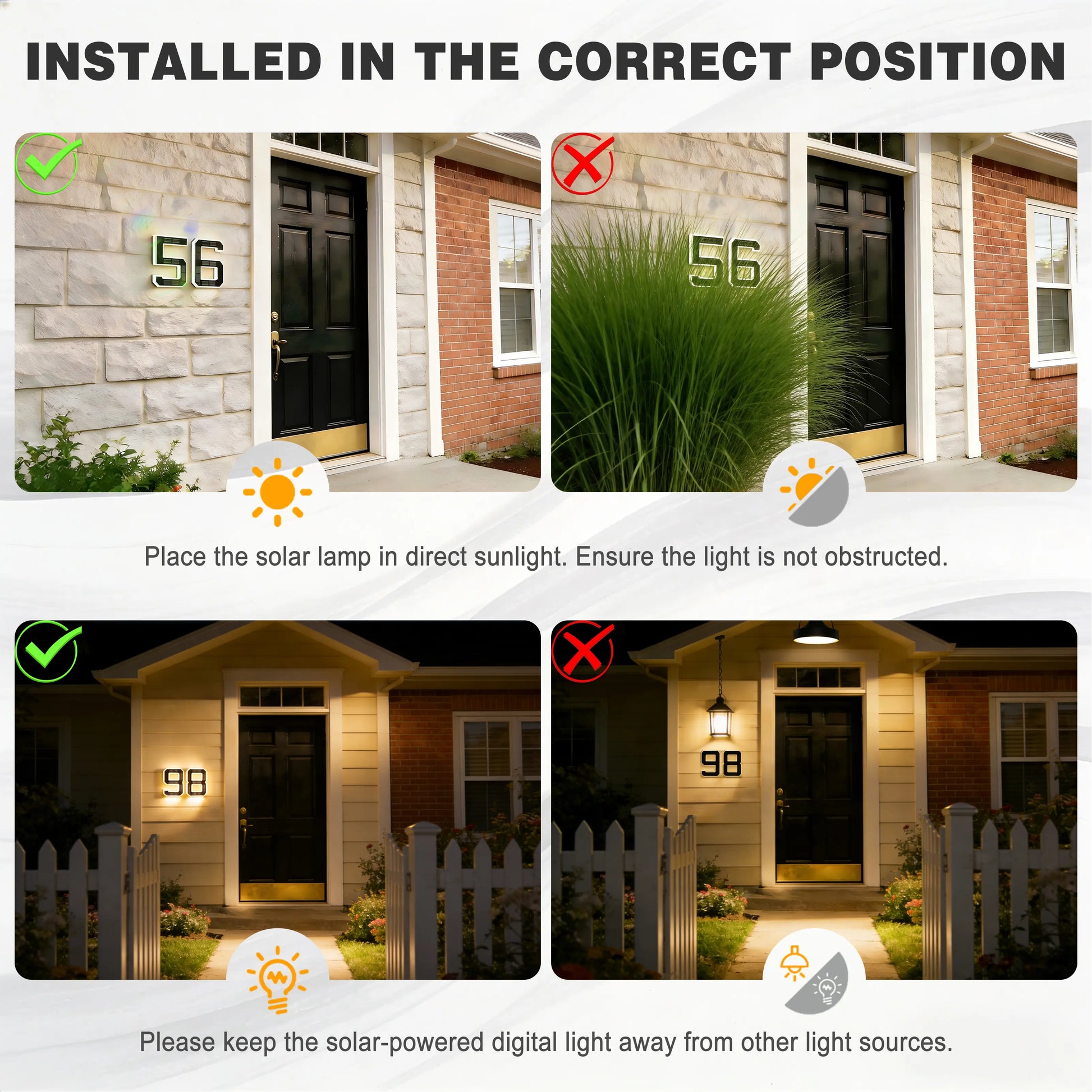 ISUNMEA 9 Inch Solar Lighted House Numbers for Outside, Light up Waterproof LED Address Numbers Signs for Houses, Large Personalized Illuminated Exterior Modern House Numbers Light