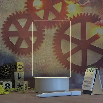 Illuminate Your Space with the Versatile LED Memo Board Night Light - USB-Powered, Erasable Acrylic Message Board for Home and Holidays