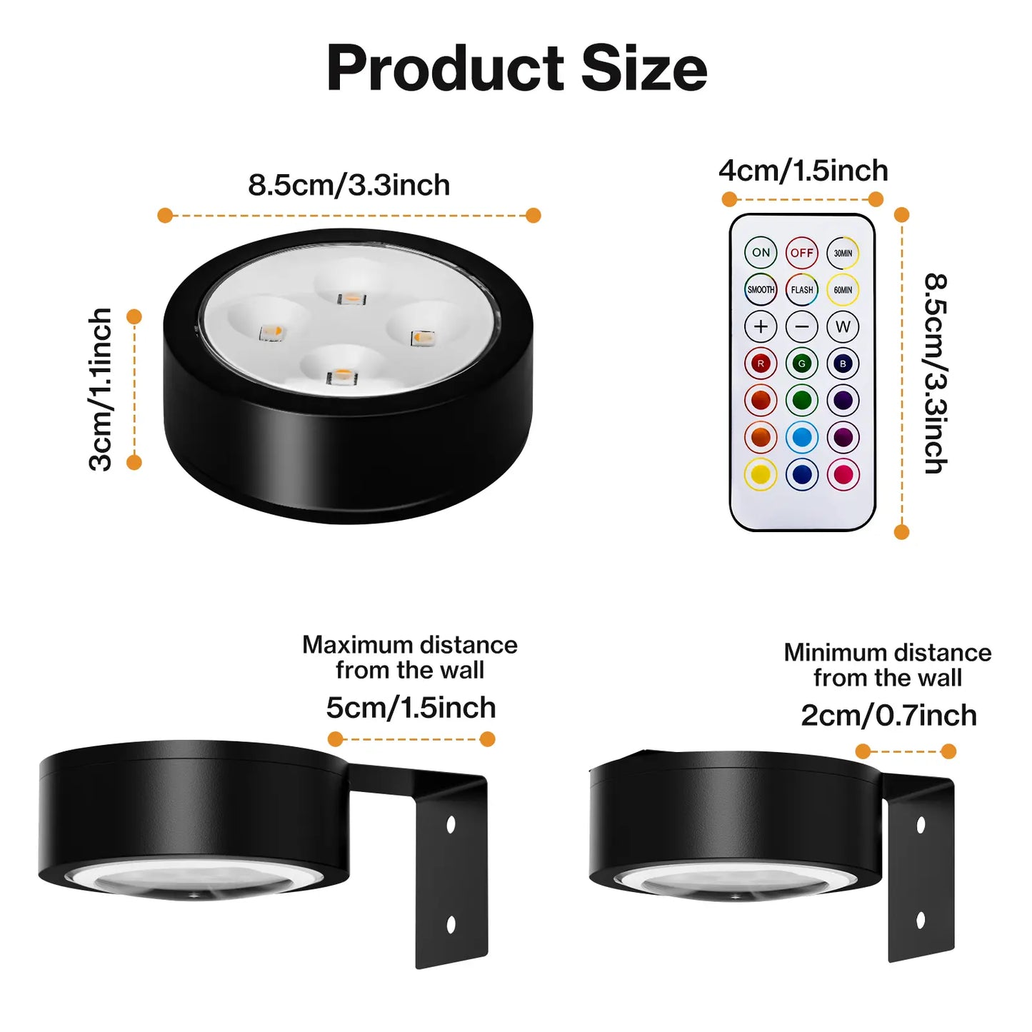 CADRIM Picture Light Wall Light 3 Pack Rechargeable with Remote 12 RGB Colors Dimmable Timer Magnetic Wireless Art Display Lighting for Painting Photo Frame Poster (Renter Friendly)