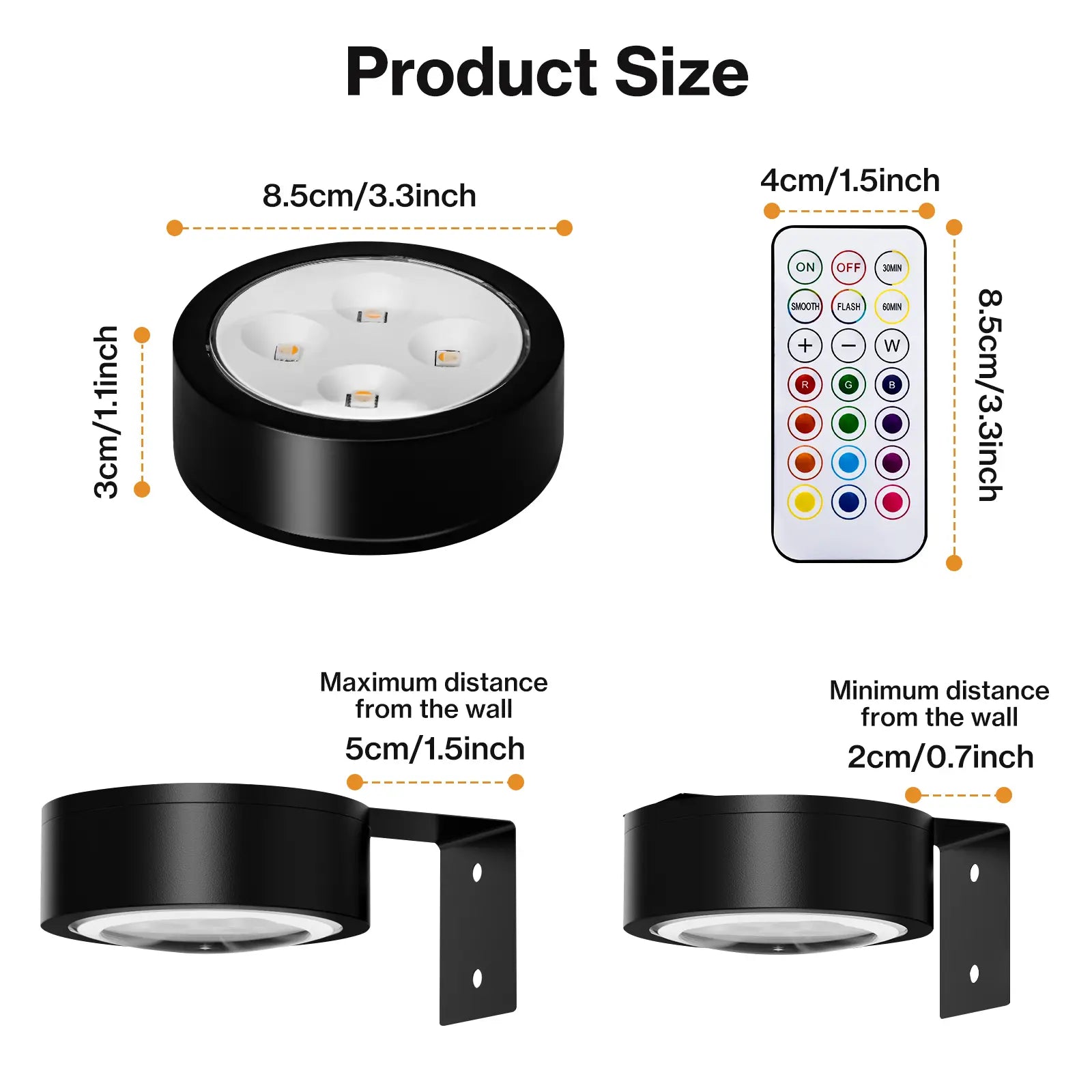 CADRIM Picture Light Wall Light 3 Pack Rechargeable with Remote 12 RGB Colors Dimmable Timer Magnetic Wireless Art Display Lighting for Painting Photo Frame Poster (Renter Friendly)