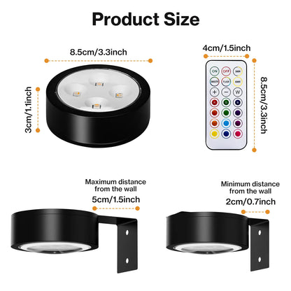 CADRIM Picture Light Wall Light 3 Pack Rechargeable with Remote 12 RGB Colors Dimmable Timer Magnetic Wireless Art Display Lighting for Painting Photo Frame Poster (Renter Friendly)
