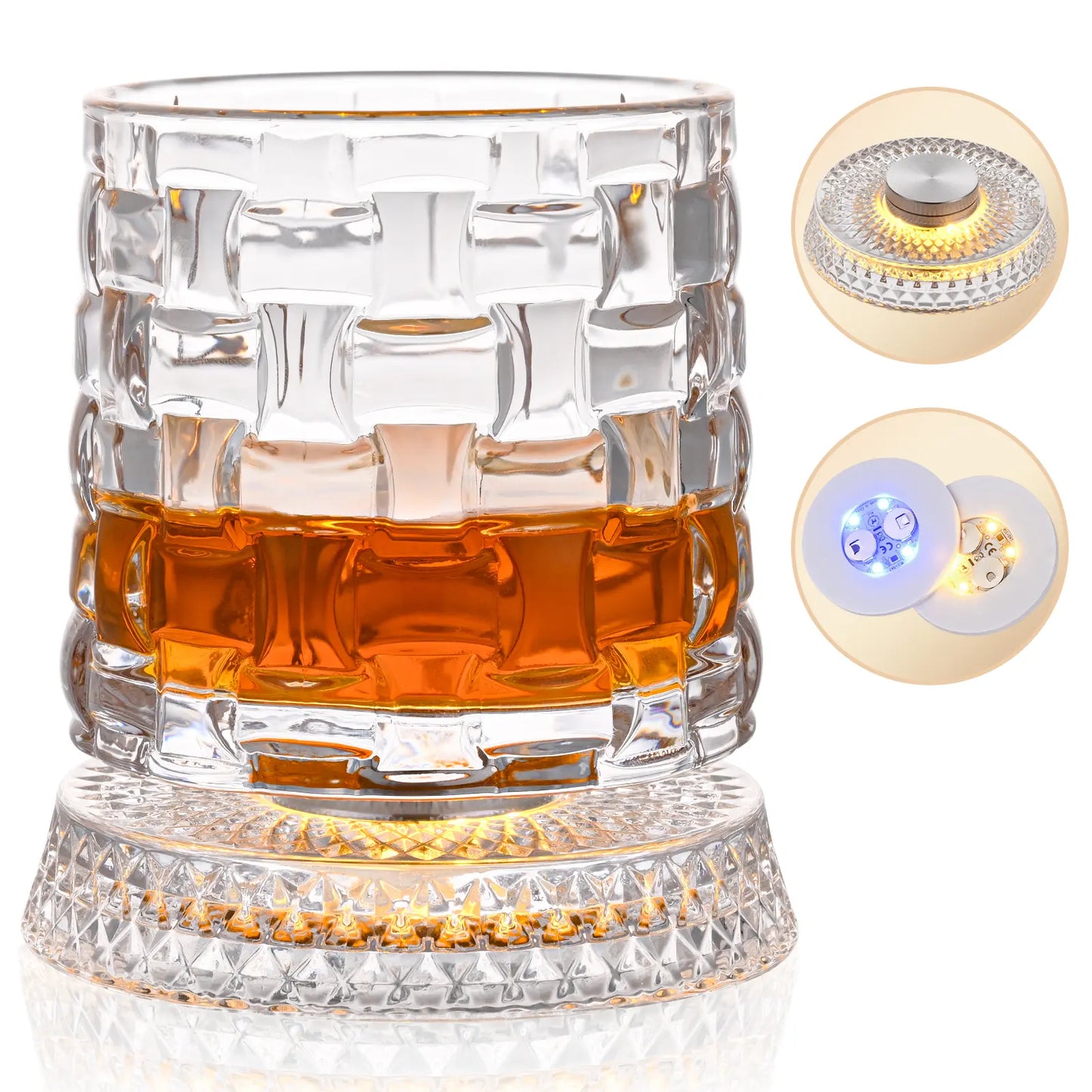 Luxury 360° Spinning Crystal Whiskey Glass – Elegant Stress Relief Barware Gift for Whiskey and Wine Enthusiasts