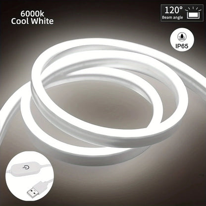 LED Strip Neon Light USB DC 5V Dimmable Touch Sensor Switch Flexible Silicone Neon Sign Tape Waterproof for Outdoor Room Decor