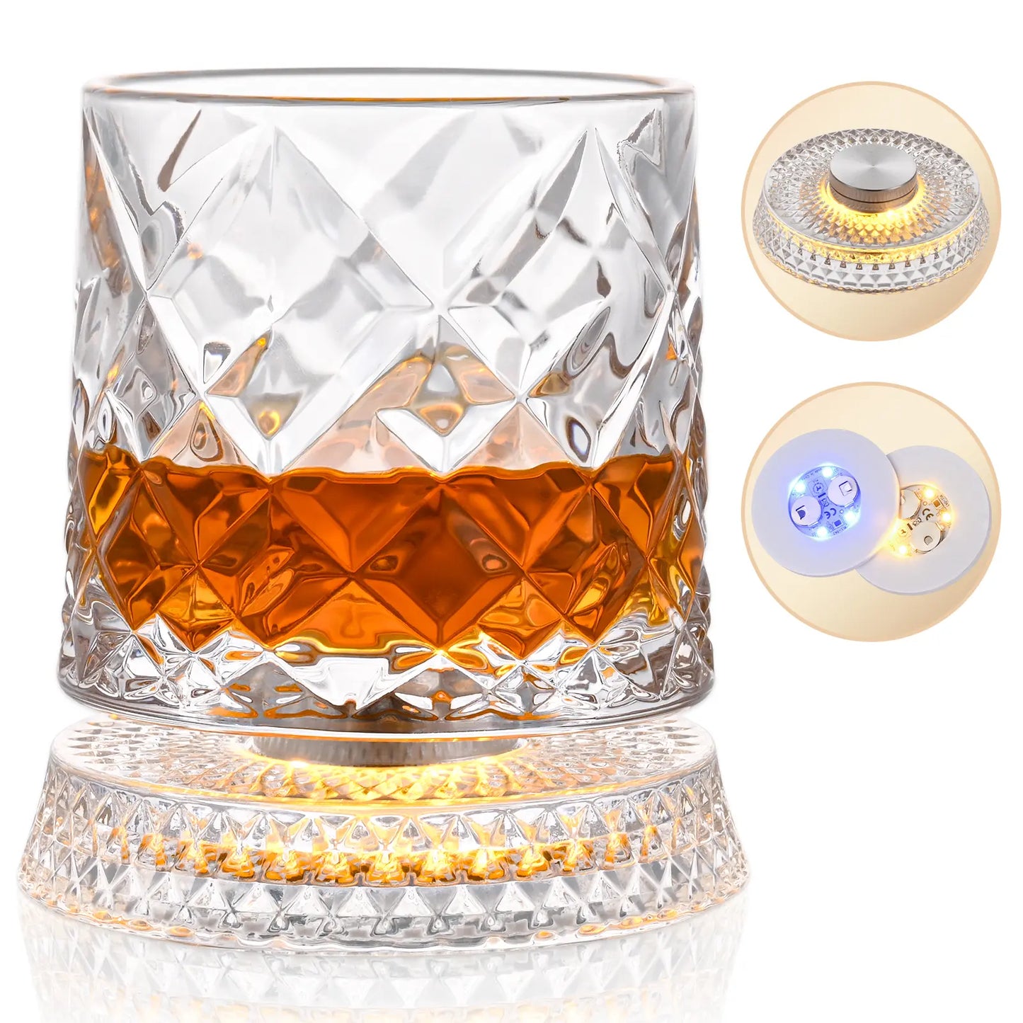 Luxury 360° Spinning Crystal Whiskey Glass – Elegant Stress Relief Barware Gift for Whiskey and Wine Enthusiasts