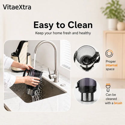Vitaextra Professional Cold Press Juicer with 5.8" Extra Large Chute, Quiet Masticating Technology for Whole Fruits, Vegetables, and High Juice Yield, 250W AC Motor, Easy Clean Design