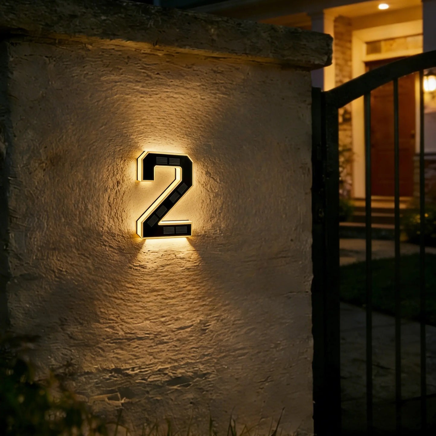 ISUNMEA 9 Inch Solar Lighted House Numbers for Outside, Light up Waterproof LED Address Numbers Signs for Houses, Large Personalized Illuminated Exterior Modern House Numbers Light