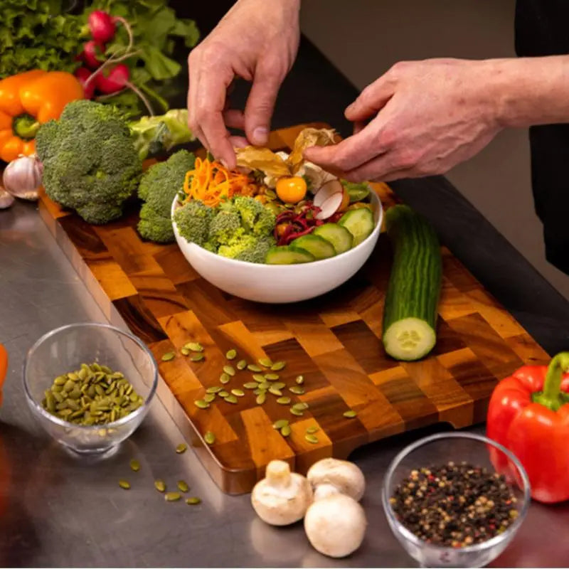 Premium Wooden Cutting Board for Food Preparation and Serving - Versatile Butcher Block for Meat, Cheese, Fruits, and Vegetables