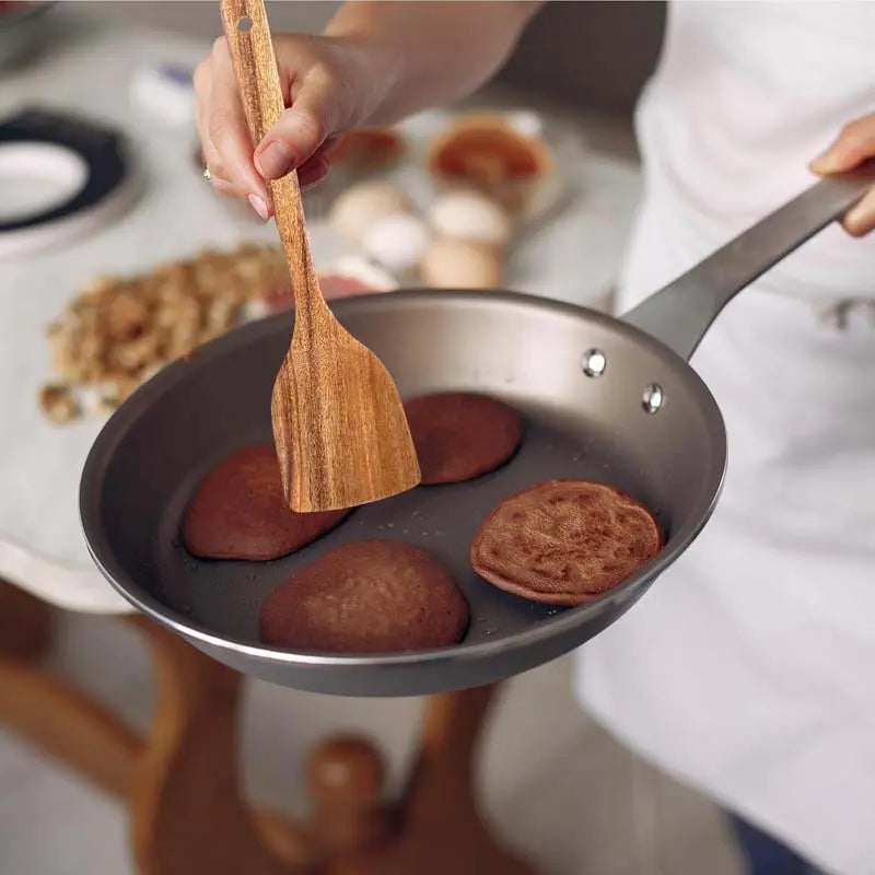 Eco-Friendly Natural Wooden Spatula Set - 5 Pieces with Ergonomic Handles, Heat Resistant and Durable Kitchen Cooking Tools for Non-Stick Cookware