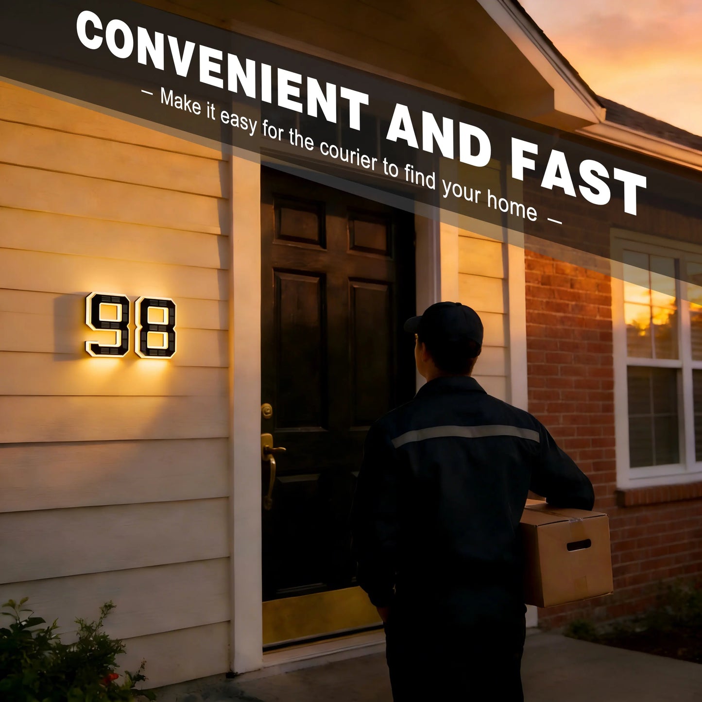 ISUNMEA 9 Inch Solar Lighted House Numbers for Outside, Light up Waterproof LED Address Numbers Signs for Houses, Large Personalized Illuminated Exterior Modern House Numbers Light