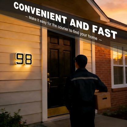 ISUNMEA 9 Inch Solar Lighted House Numbers for Outside, Light up Waterproof LED Address Numbers Signs for Houses, Large Personalized Illuminated Exterior Modern House Numbers Light
