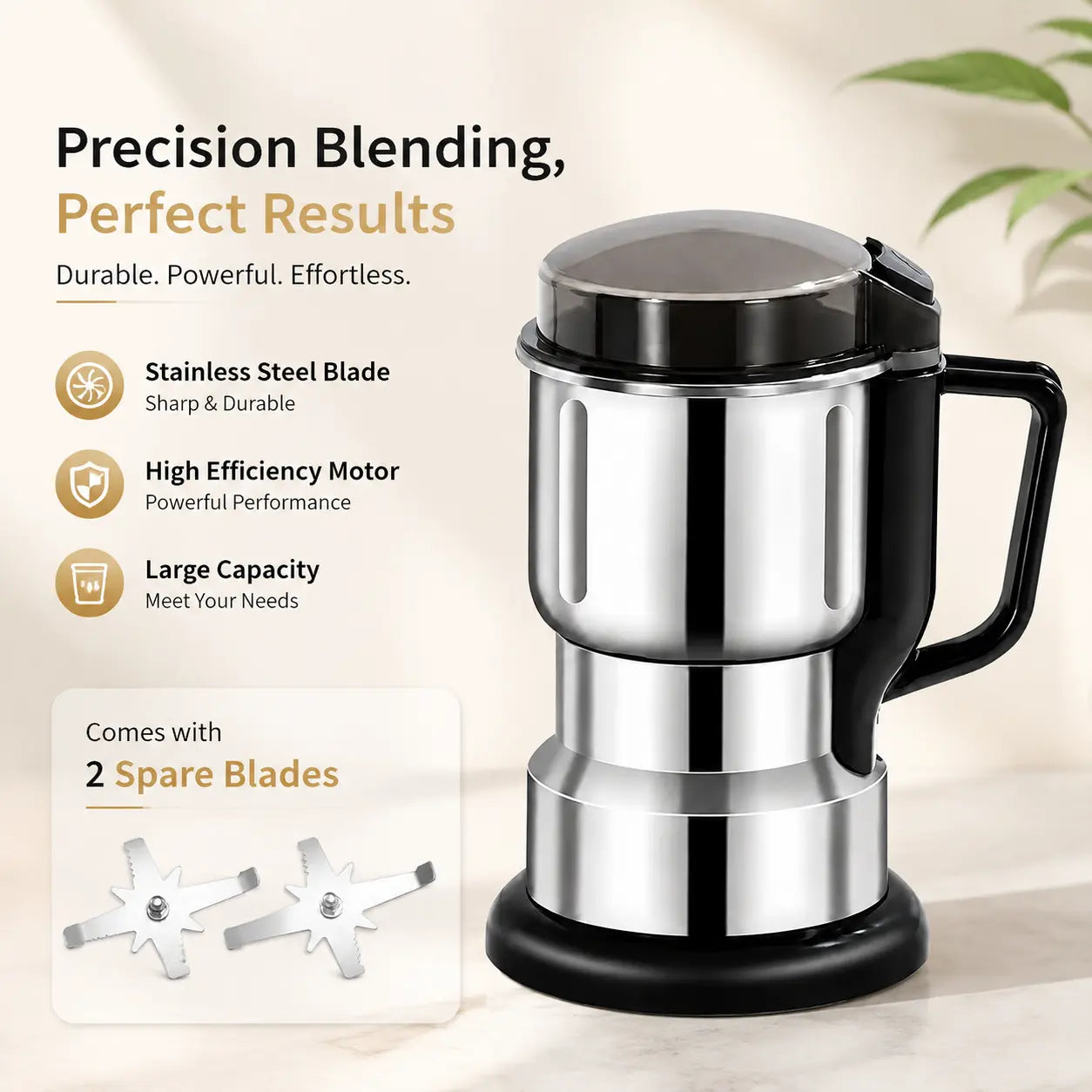 Multifunctional Electric Coffee and Spice Grinder - 300W Large Capacity with 2 Complimentary Knives, Ideal for Grinding Coffee Beans, Spices, Nuts, and Grains for Kitchen and Pantry Use