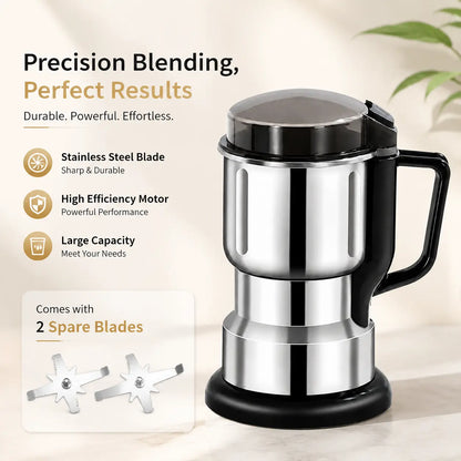 Multifunctional Electric Coffee and Spice Grinder - 300W Large Capacity with 2 Complimentary Knives, Ideal for Grinding Coffee Beans, Spices, Nuts, and Grains for Kitchen and Pantry Use