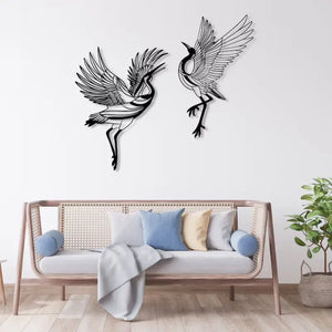 2pcs Acrylic Crane Wall Art Set - Unique Bird Decor for Living Room & Outdoor Spaces, Large Bird Sculpture