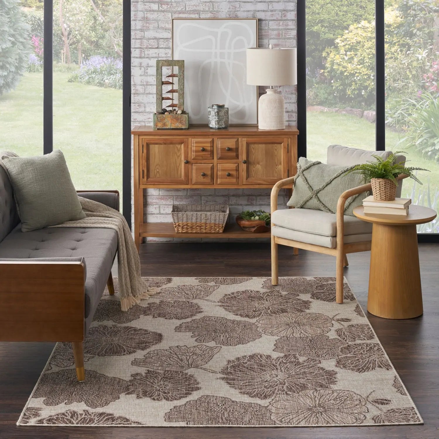 Nourison Garden Oasis Floral Flatweave Indoor Outdoor Rug
