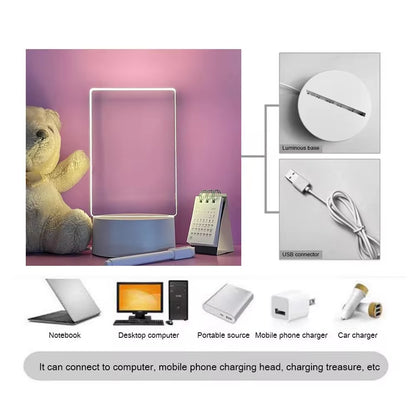 Illuminate Your Space with the Versatile LED Memo Board Night Light - USB-Powered, Erasable Acrylic Message Board for Home and Holidays