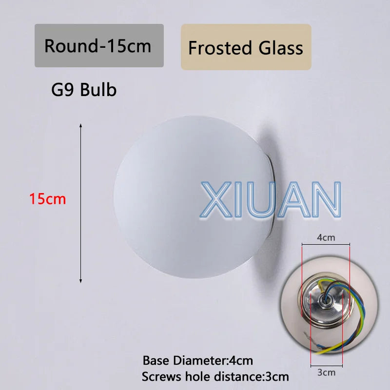 New Concealed Base Glass Wall Lamps French Bauhaus Milky White round Ball Wall Light for Bedside Living Room Bathroom Mirror Dec