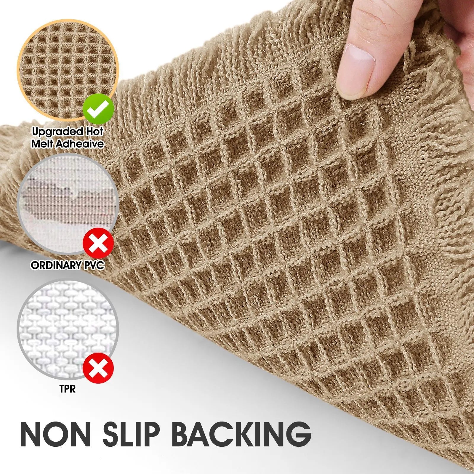 IM HOME Waffle Bath Mat Rugs 1/2/3 Piece, Boho Woven Modern Carpet, Absorbent Non Slip Bathroom Rugs, Soft Washable Bath Rugs with Tassels for Bathroom, Bedroom, Kitchen, Shower, Tub