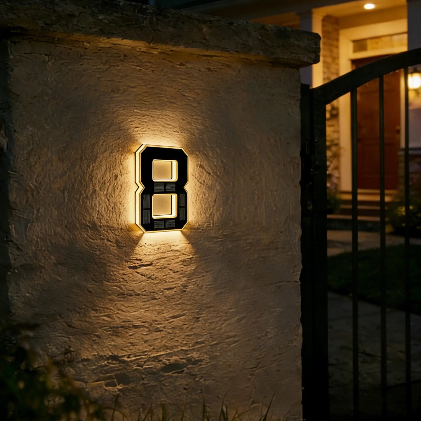 ISUNMEA 9 Inch Solar Lighted House Numbers for Outside, Light up Waterproof LED Address Numbers Signs for Houses, Large Personalized Illuminated Exterior Modern House Numbers Light