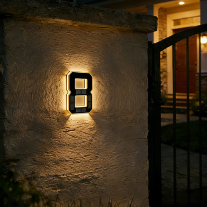 ISUNMEA 9 Inch Solar Lighted House Numbers for Outside, Light up Waterproof LED Address Numbers Signs for Houses, Large Personalized Illuminated Exterior Modern House Numbers Light
