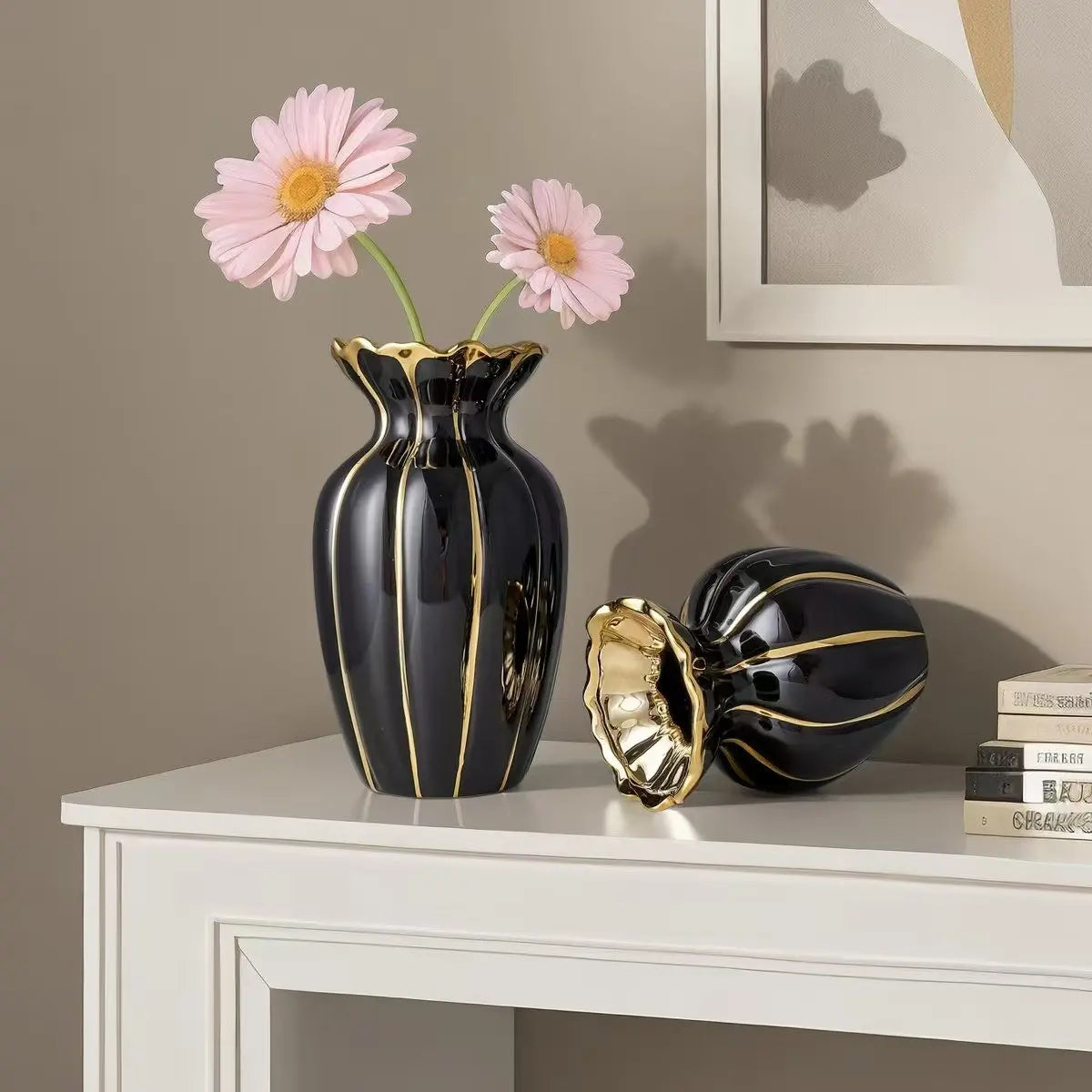 Elegant Creative Luxury Glossy Ceramic Vase, Ceramic Flower Vase, Decorative Bottle for Home Decoration, Desktop Arrangement, Floral Water Container