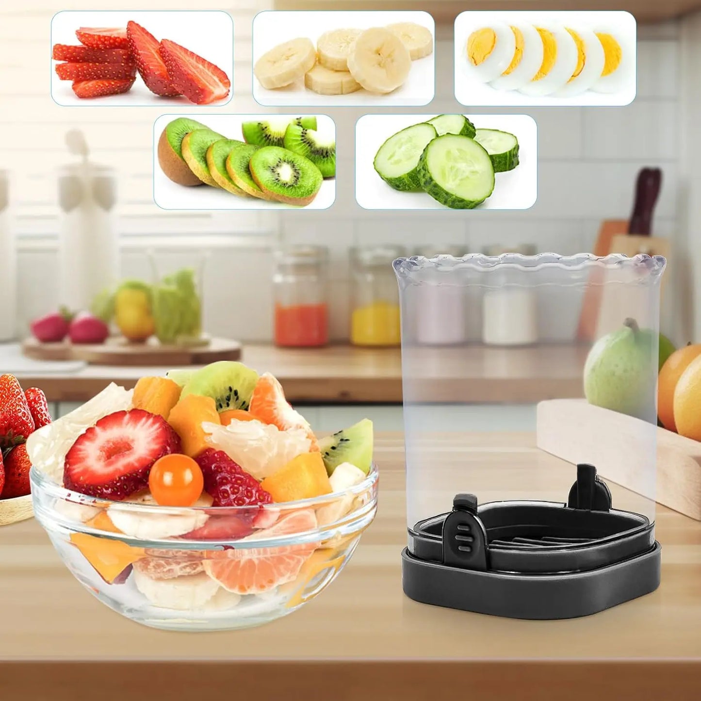 Professional Strawberry and Fruit Slicer with Pusher Plate, Detachable Design, Easy to Clean, Efficient Kitchen Tool, Black