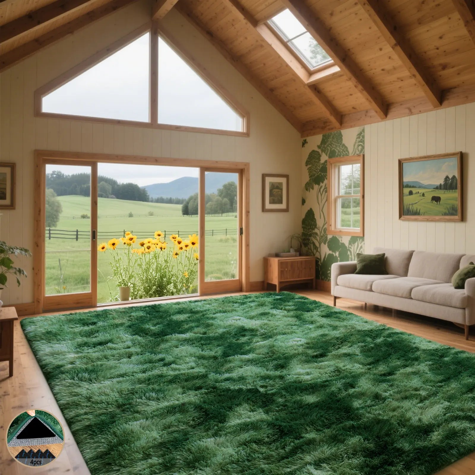 PLUMLIK Blue Grey Area Rugs for Living Room Bedroom, Upgrade Non Slip Fluffy Soft Shag Carpet, Kid and Pet Friendly, Rugs with 4 Stickers, Indoor Floor Shaggy Plush Rug Silky, Esthetic Decor, Gift for Mother'S Day, Easter, Dry Clean Only