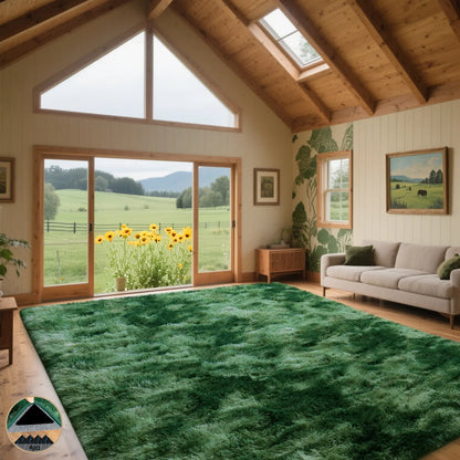 PLUMLIK Blue Grey Area Rugs for Living Room Bedroom, Upgrade Non Slip Fluffy Soft Shag Carpet, Kid and Pet Friendly, Rugs with 4 Stickers, Indoor Floor Shaggy Plush Rug Silky, Esthetic Decor, Gift for Mother'S Day, Easter, Dry Clean Only