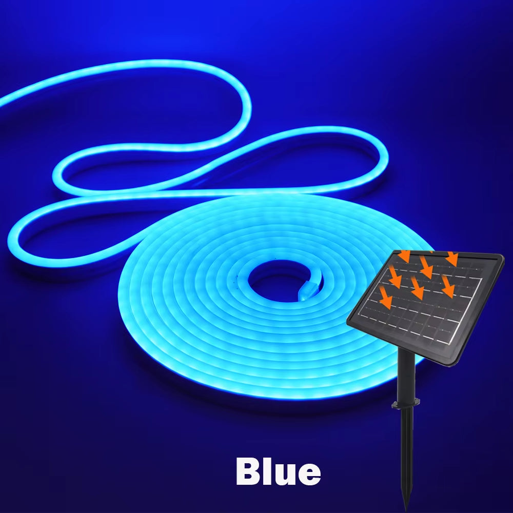 DC24V Solar LED Neon Strip Light Waterproof Warm White Blue Red Pink 6X12Mm 2835 120Leds/M Flexible Neon Rope Light Garden Decor
