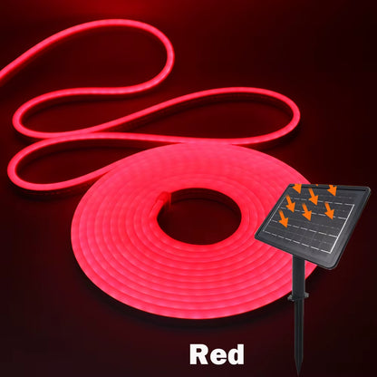 DC24V Solar LED Neon Strip Light Waterproof Warm White Blue Red Pink 6X12Mm 2835 120Leds/M Flexible Neon Rope Light Garden Decor